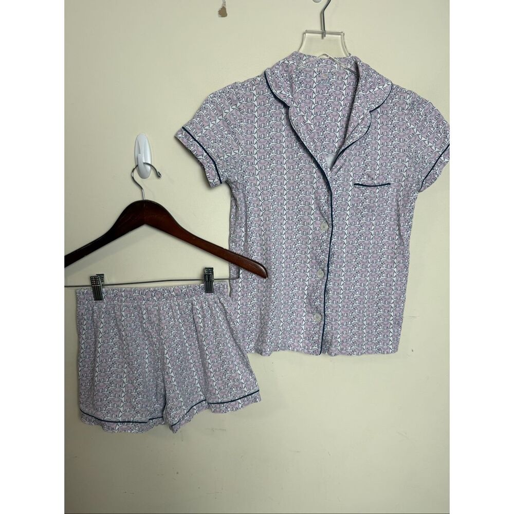 Roller Rabbit  Lilac Hathi Elephant Pima Cotton Pajama Shorts Set XXS | 100% Pim